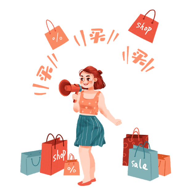 购物节双十一血拼抢购买买买电商人物动图gif