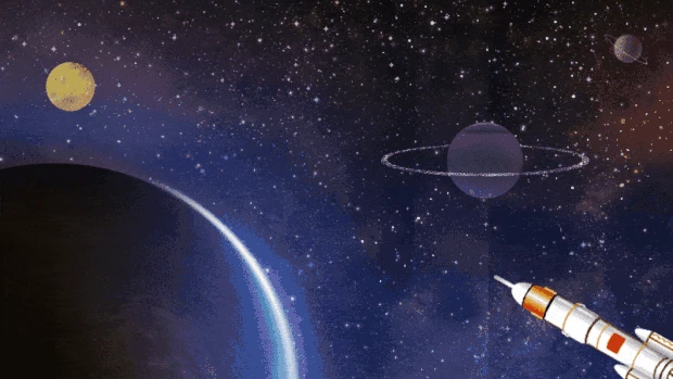 航天航空航天日宇宙星空火箭升空视频背景gif图素材