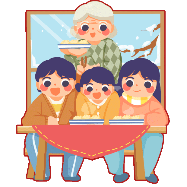 立冬节气一家人在一起吃饺子gif图素材