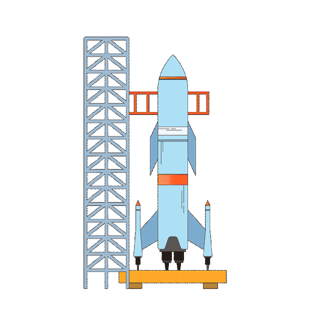 航空航天火箭发射gif图卡通扁平gif图素材