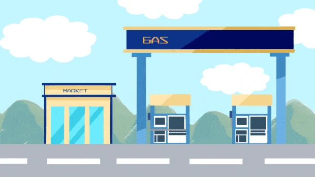 加油站车辆加油扁平MG视频背景gif图素材