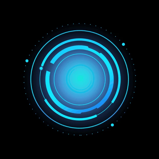 科技蓝色赛博朋克装饰发光闪烁旋转圆环