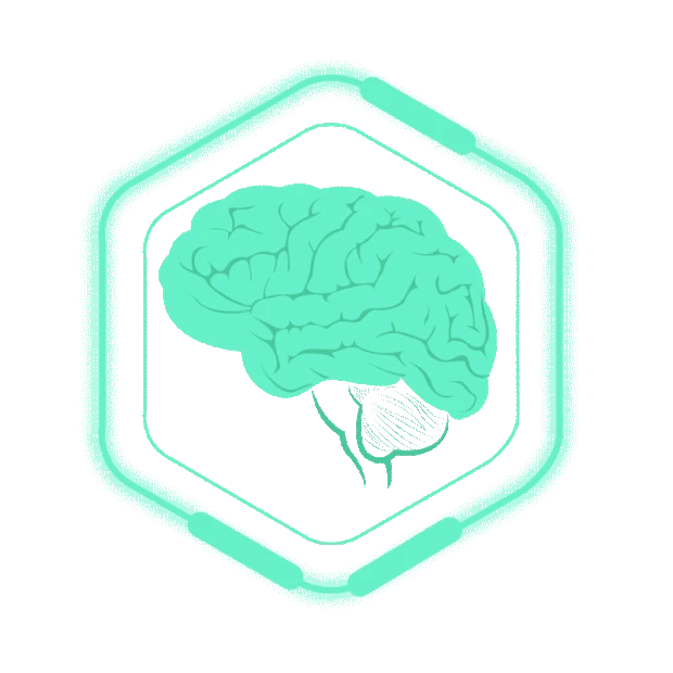 科技扁平化绿色人工智能大脑图标 