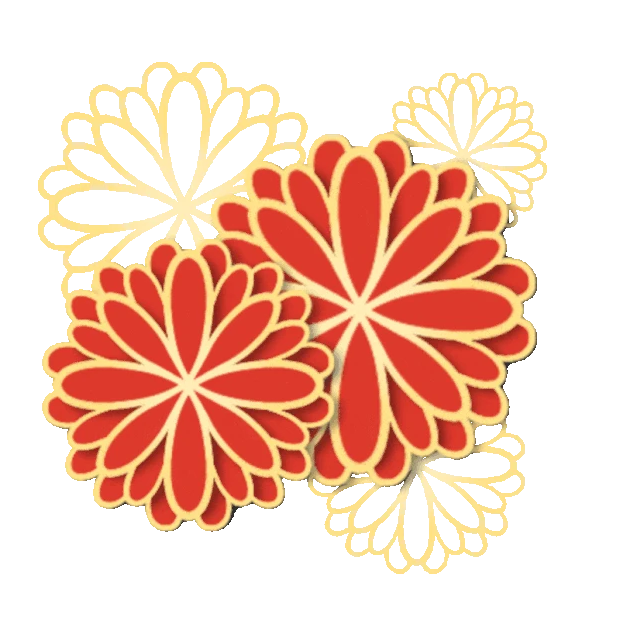 春节新春剪纸花朵红色gif图素材