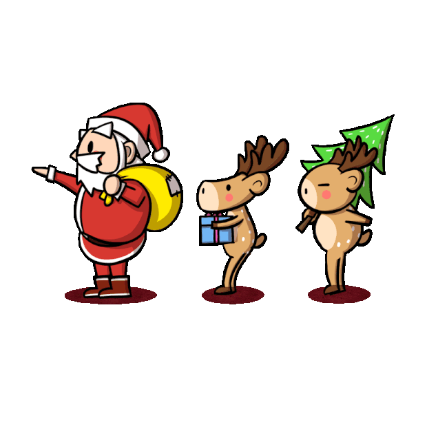 圣诞节圣诞老人驯鹿送礼物可爱gif图素材