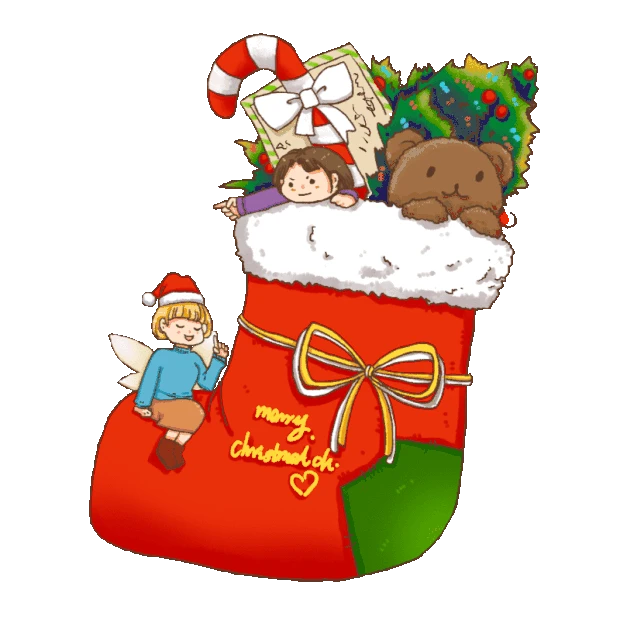 圣诞节圣诞袜红色礼物小人可爱gif图素材