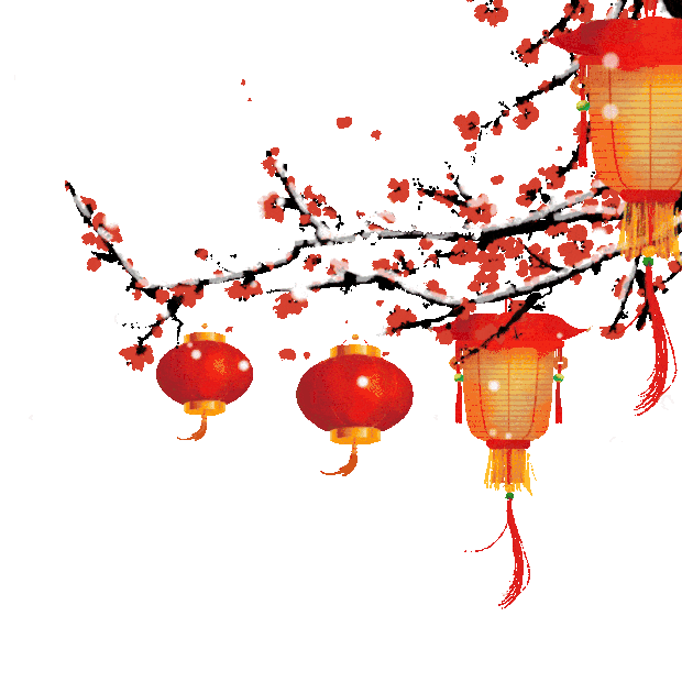 新年春节冬天梅花装饰下雪树枝gif图素材