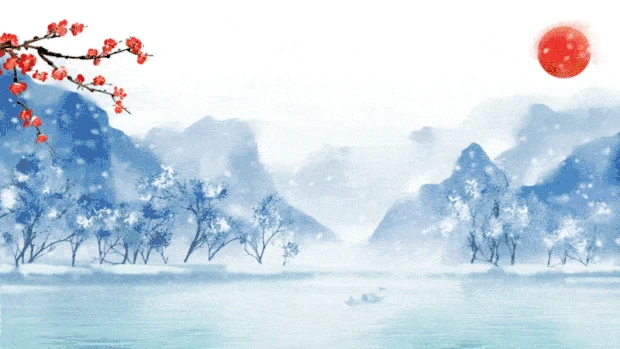 中国古风冬天雪花飘落雪景视频背景gif图素材