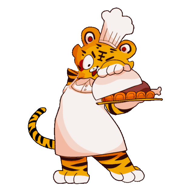 厨师美食食物虎年小老虎做美食动图gif