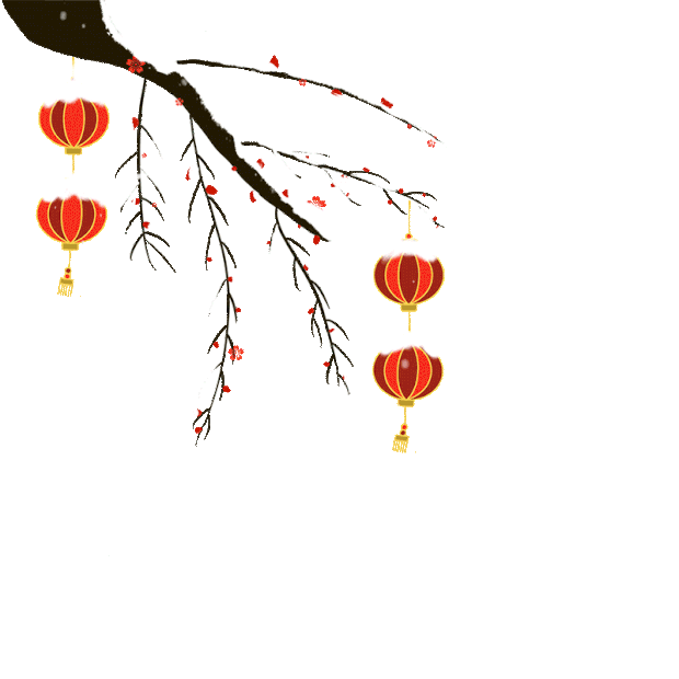 冬季冬天大雪小雪挂雪灯笼树枝中国风gif图素材小寒大寒