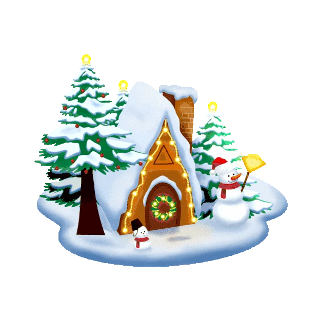 圣诞圣诞树雪人灯光房屋gif图素材