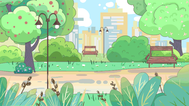 卡通自然风景场景公园视频背景gif图素材