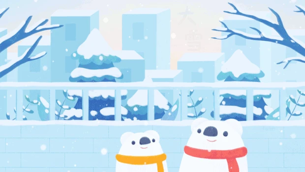 冬天大雪节气下雪清新冷色视频背景gif图素材
