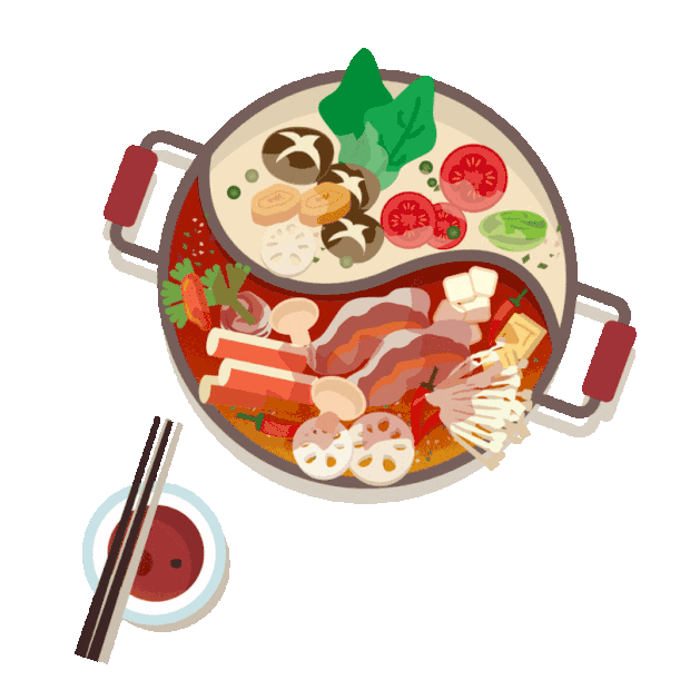 火锅美食肉类蔬菜鸳鸯锅涮火锅冬天冬季食物gif图素材