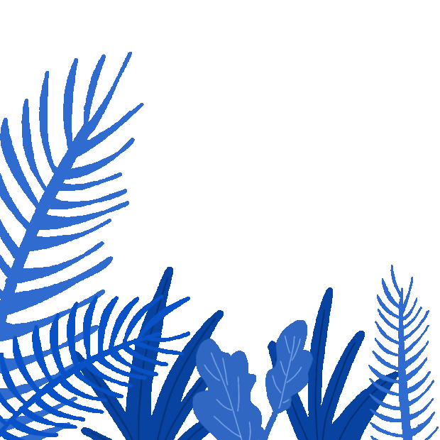 蓝色植物叶子底框扁平gif图素材