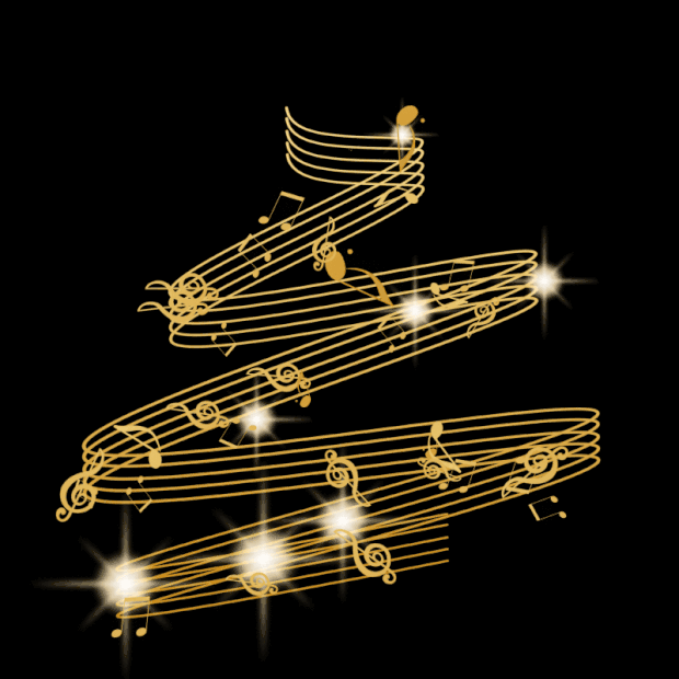 圣诞节圣诞圣诞树金色乐谱音符闪光螺旋上升螺旋gif图素材