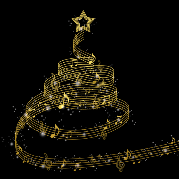 圣诞节圣诞金色音符螺旋音乐圣诞树gif图素材