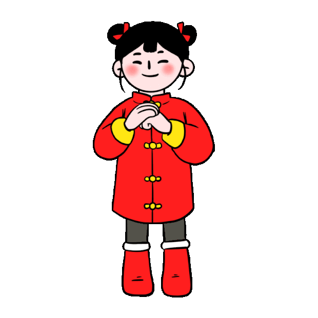 新年春节红衣女孩拜年gif图素材