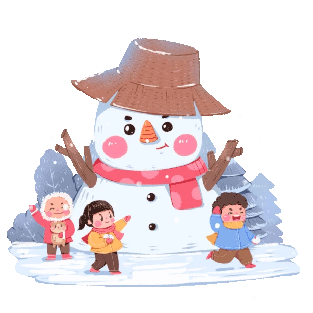 冬天冬季冬至大寒小寒下雪小朋友堆雪人打雪仗gif图素材