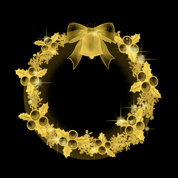 圣诞节圣诞铃铛花环装饰金色闪闪发光gif图素材