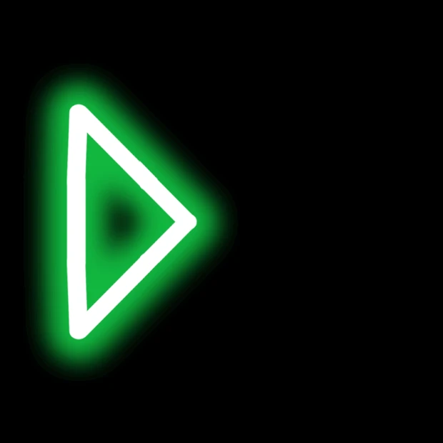 霓虹灯三角箭头指向发光绿色符号gif图素材