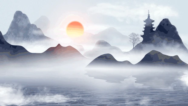 山水风景国画中国风水墨视频背景gif图素材