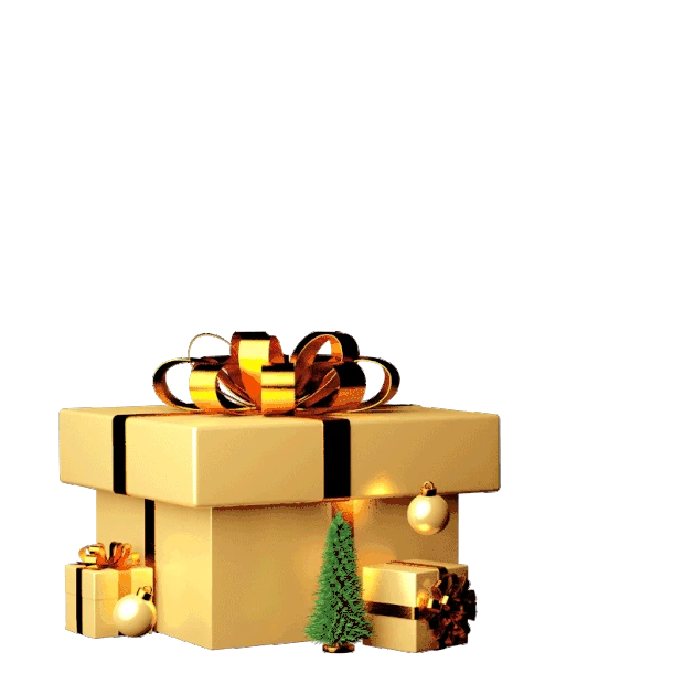 金色C4D立体圣诞圣诞节礼包礼盒3Dgif图素材