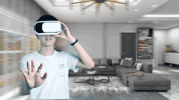 科技智能家居VR云数据蓝色视频背景gif图素材