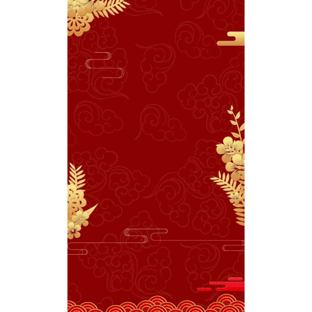 新年春节小年花朵叶子浪花中国风红色竖版视频背景海报gif图素材