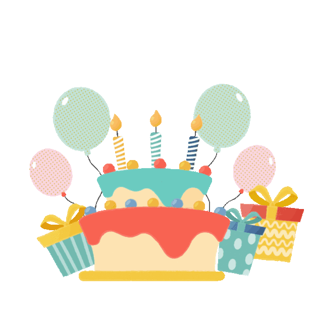 生日蛋糕庆祝生日快乐扁平gif图素材