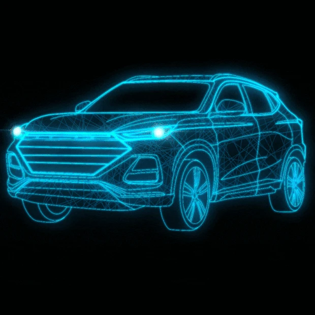 小汽车SUV工业设计线条光线未来生活科技感蓝色gif图素材