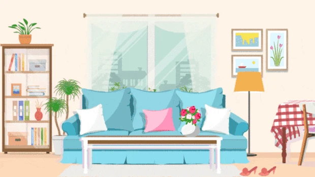 家居室内装修场景插画视频背景gif图素材