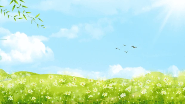 春天春季户外踏青绿色风光蓝天白云视频背景gif图素材