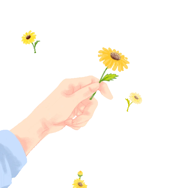 春天手握小雏菊花朵菊花gif图素材