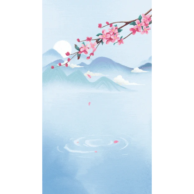 春天唯美中国风春分花枝燕子山水竖版视频背景海报gif图素材