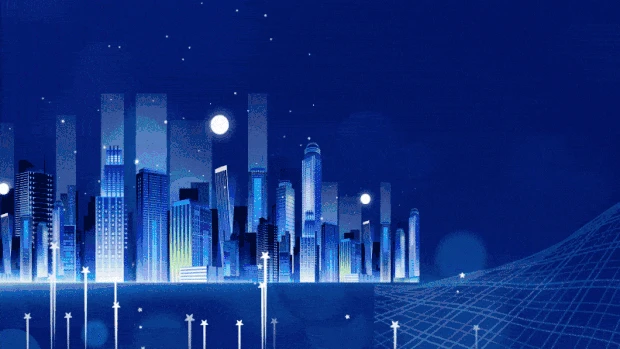 科技商务城市蓝色星光光效视频背景gif图素材