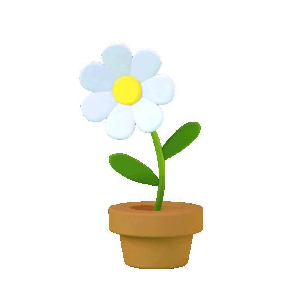 C4D白色3D立体盆栽花朵植物gif图素材