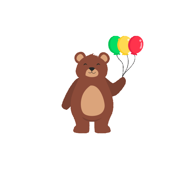 小熊举气球可爱卡通gif图素材