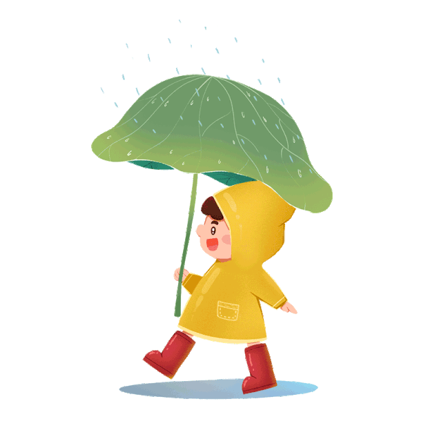 谷雨二十四节气小人下雨打伞人物卡通gif图素材