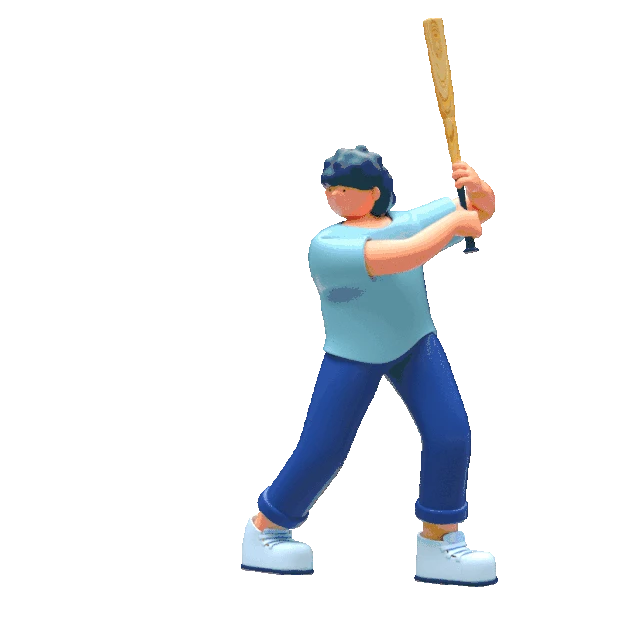 C4D立体3D人物打棒球挥棒棒球gif图素材