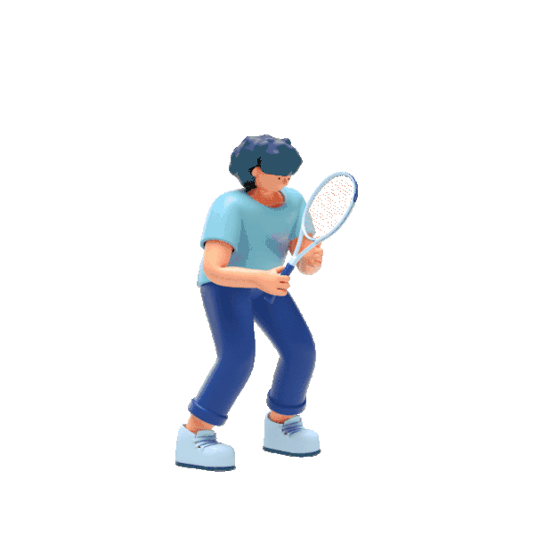 C4D立体3D人物打网球挥拍动作网球gif图素材