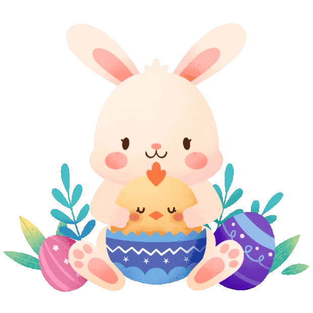 复活节可爱兔子小鸡彩蛋西方节日动物gif图素材