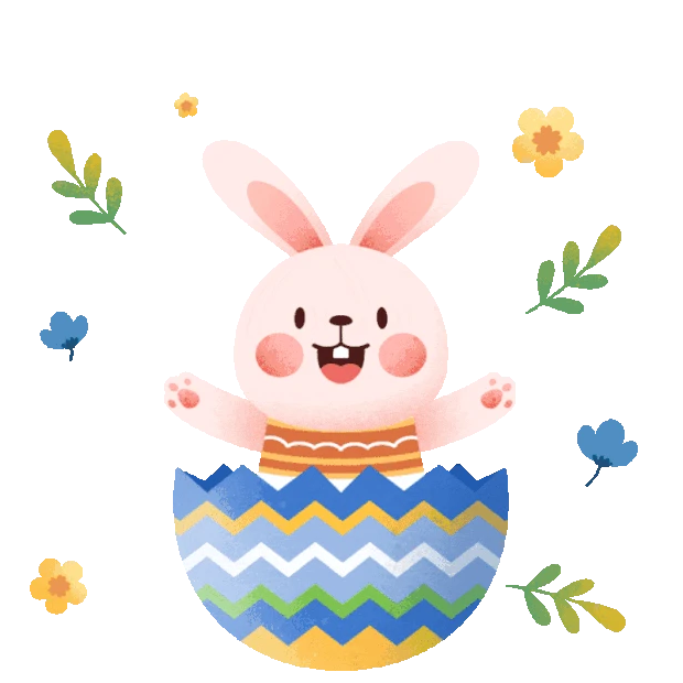 复活节可爱兔子彩蛋庆祝开心花朵装饰动物gif图素材