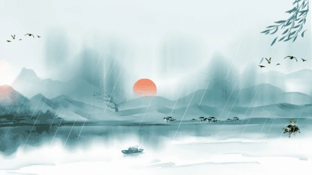 清明节清明水墨山水画视频背景中国风蓝色gif图素材