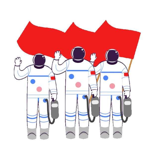 航天宇航员招手红旗飘扬宇航员gif图素材