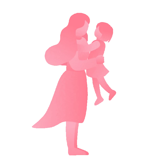 母亲节妈妈女儿母女拥抱温馨母爱剪影亲子粉色gif图素材