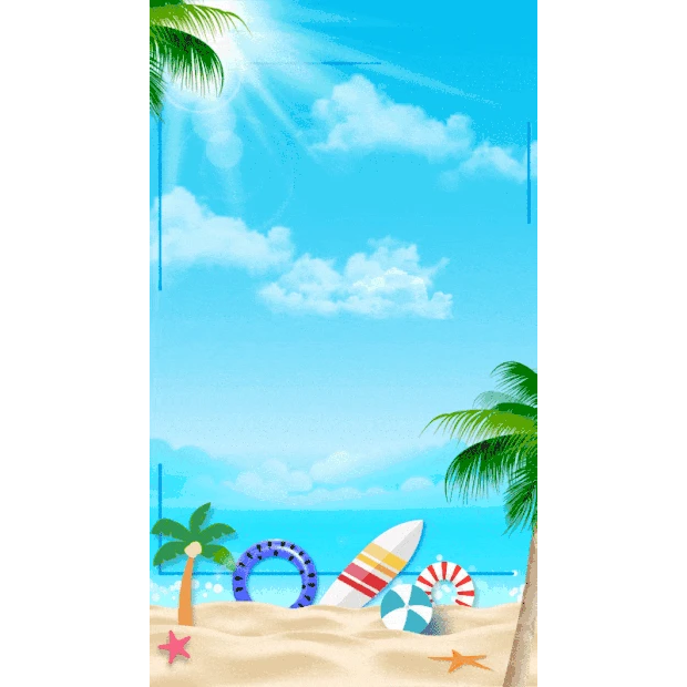 夏天沙滩海滩旅游度假假期清凉椰树蓝天竖版视频背景海报gif图素材