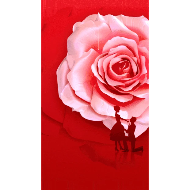 520玫瑰红色求婚剪影浪漫竖版视频背景海报gif图素材