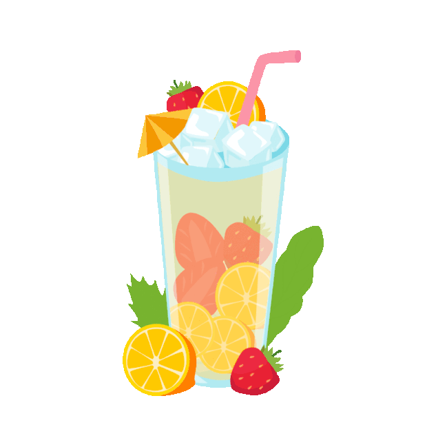 夏季夏天夏日水果汁水果茶饮料冰饮冰块冰沙凉爽gif图素材
