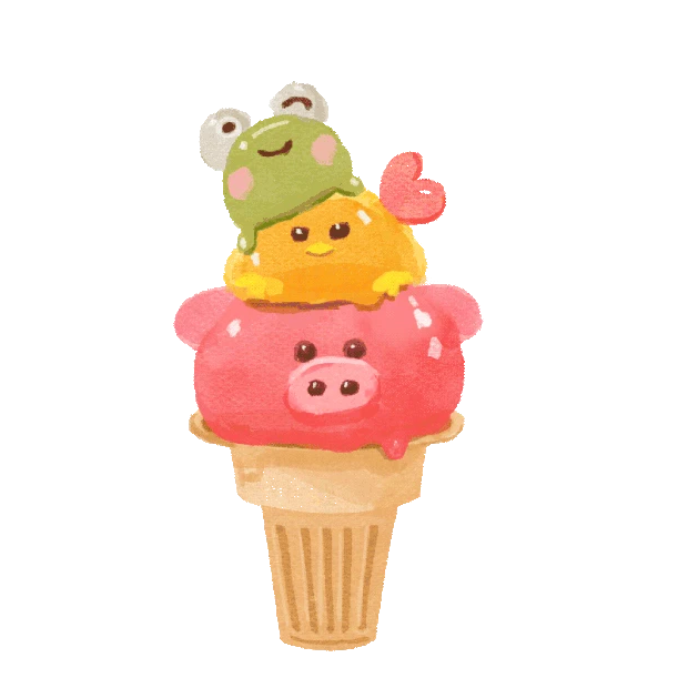 彩色透明动物冰淇淋甜筒蛋筒gif图素材